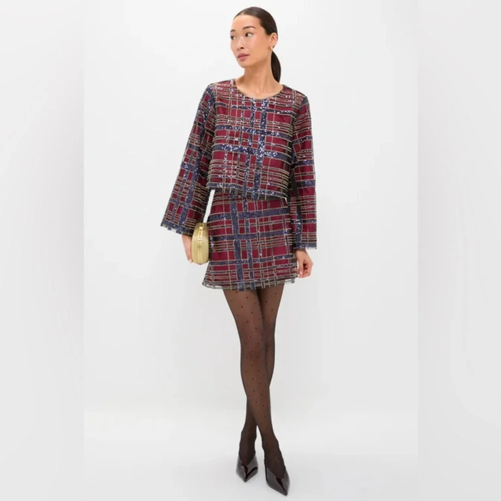 TUCKERNUCK Sequin Plaid Maxine Top + Sequin Plaid Meg Skirt SET small/medium